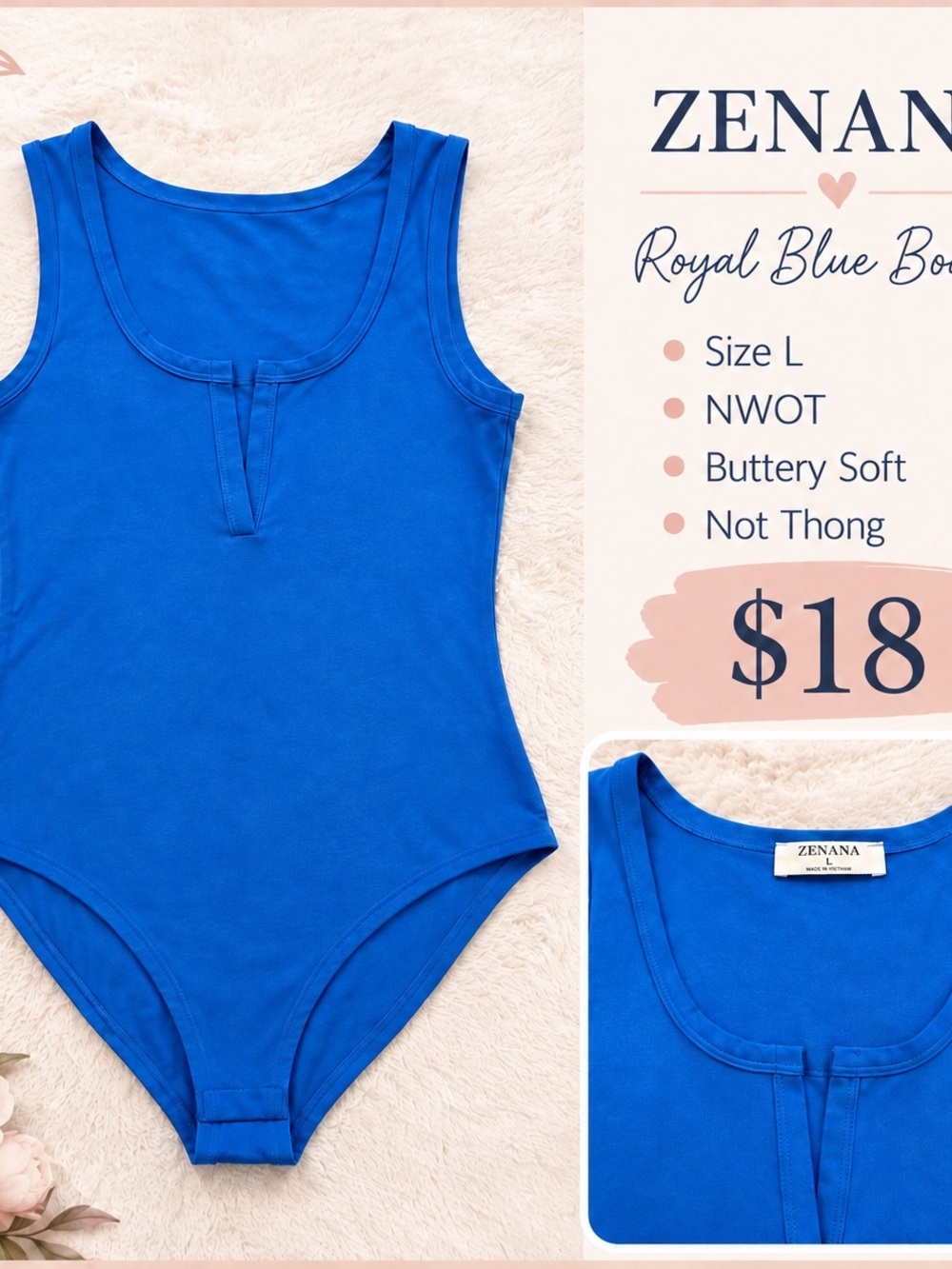Zenana Outfitters Bright Royal Blue Girls' Tank One-Piece Bodysuit